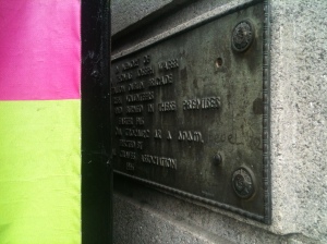 Plaque in memory of Captain Thomas Weafer, hidden on O'Connell Street, Dublin.